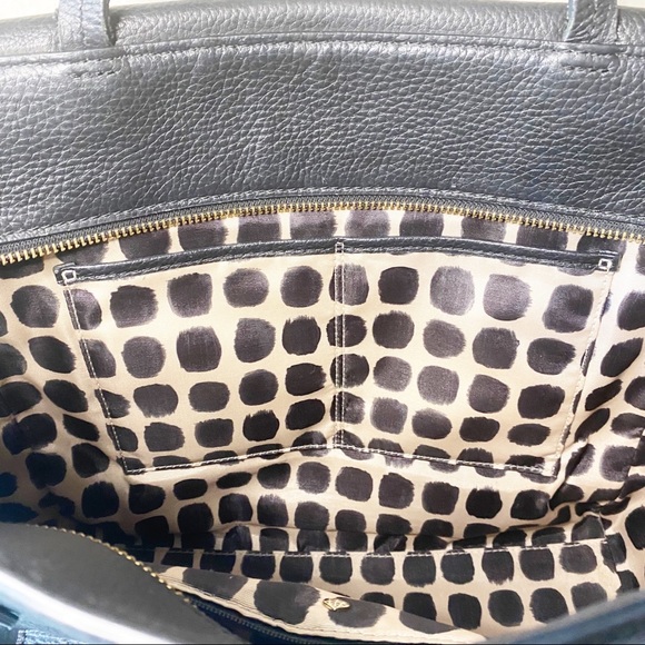 KATE SPADE Black Leather Suede Tote Purse - Picture 10 of 14